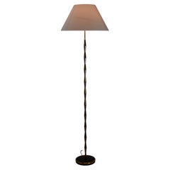 Mid-Century Floor Lamp in Brass and Steel, Bamboo Design, France
