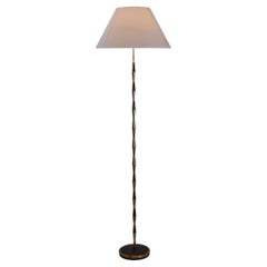 1950s French Floor Lamp in Stylized Bamboo, Brass and Steel