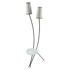 1950s French Floor Lamp with a Opaline Glass Side Table