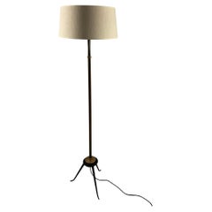 Lampadaire des années 1950 avec base tripode en bronze canon patiné