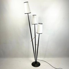French 1950s Floor Lamp with three branches and parchment lampshade