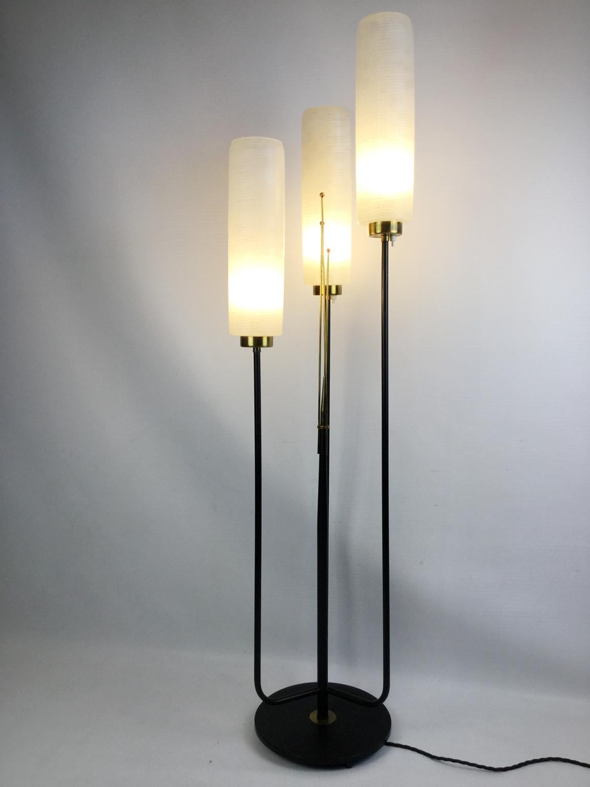 1950s French Floor Lamp with Three Large Opaline Shades 3