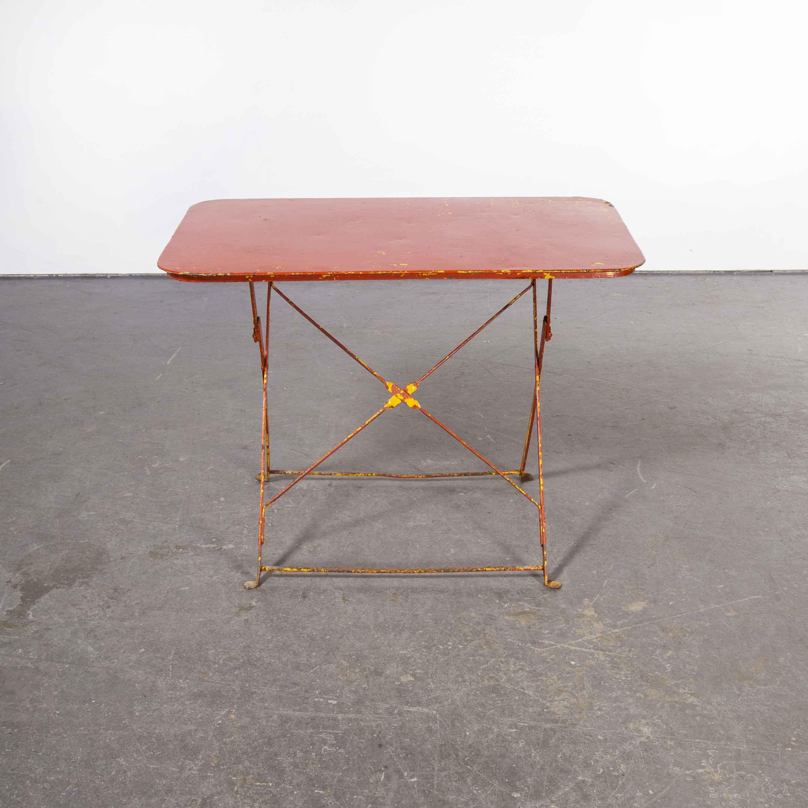 1950's French Folding Metal Outoor Table, Red 6