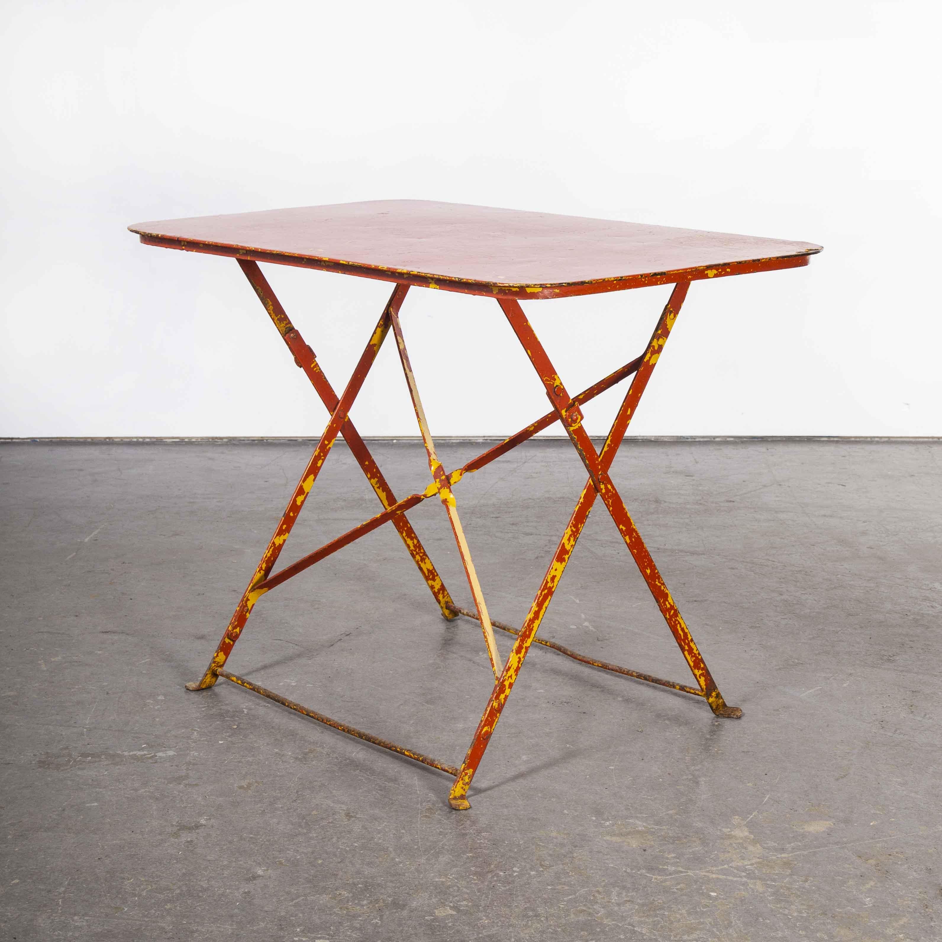 1950's French Folding Metal Outoor Table, Red 7