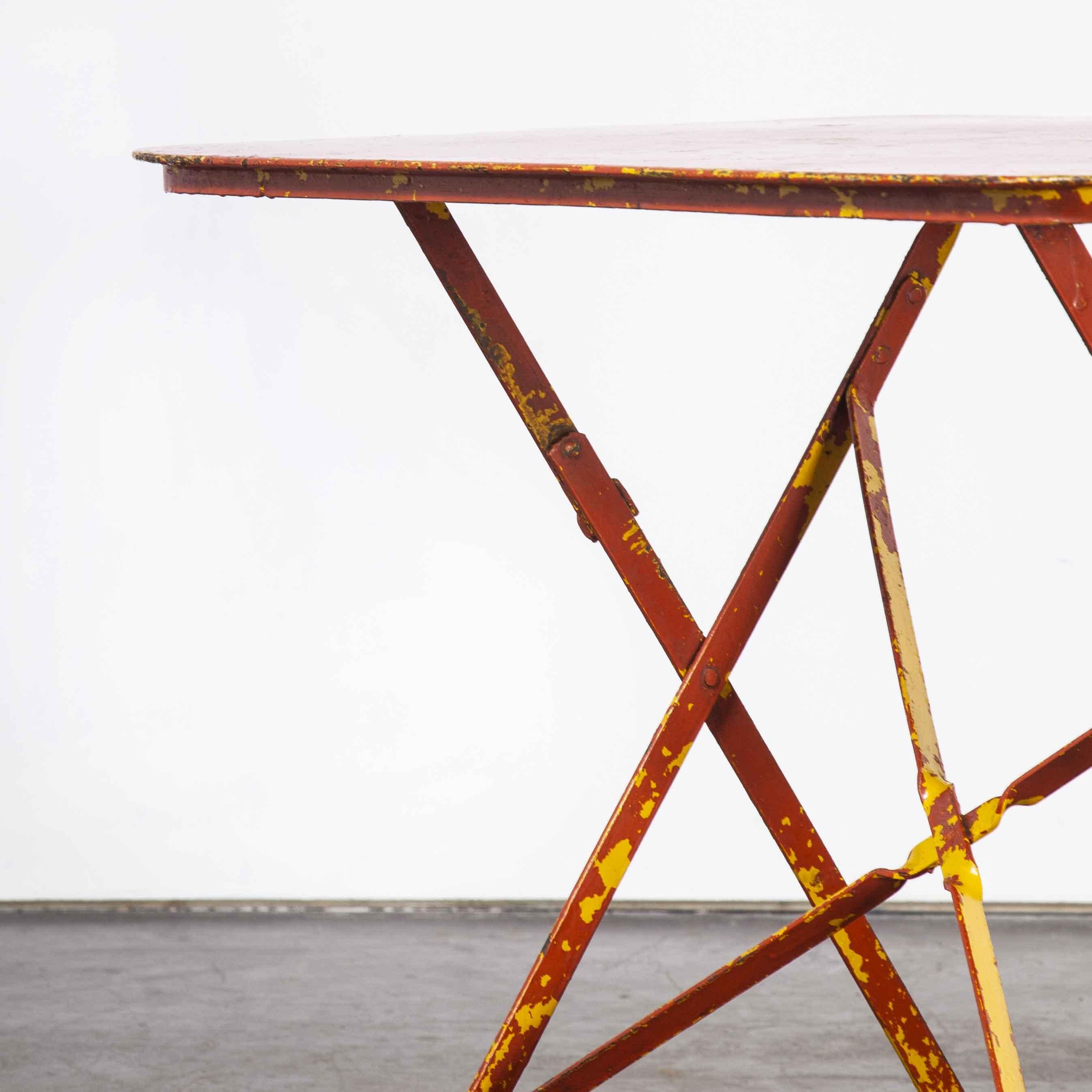 1950's French Folding Metal Outoor Table, Red 2