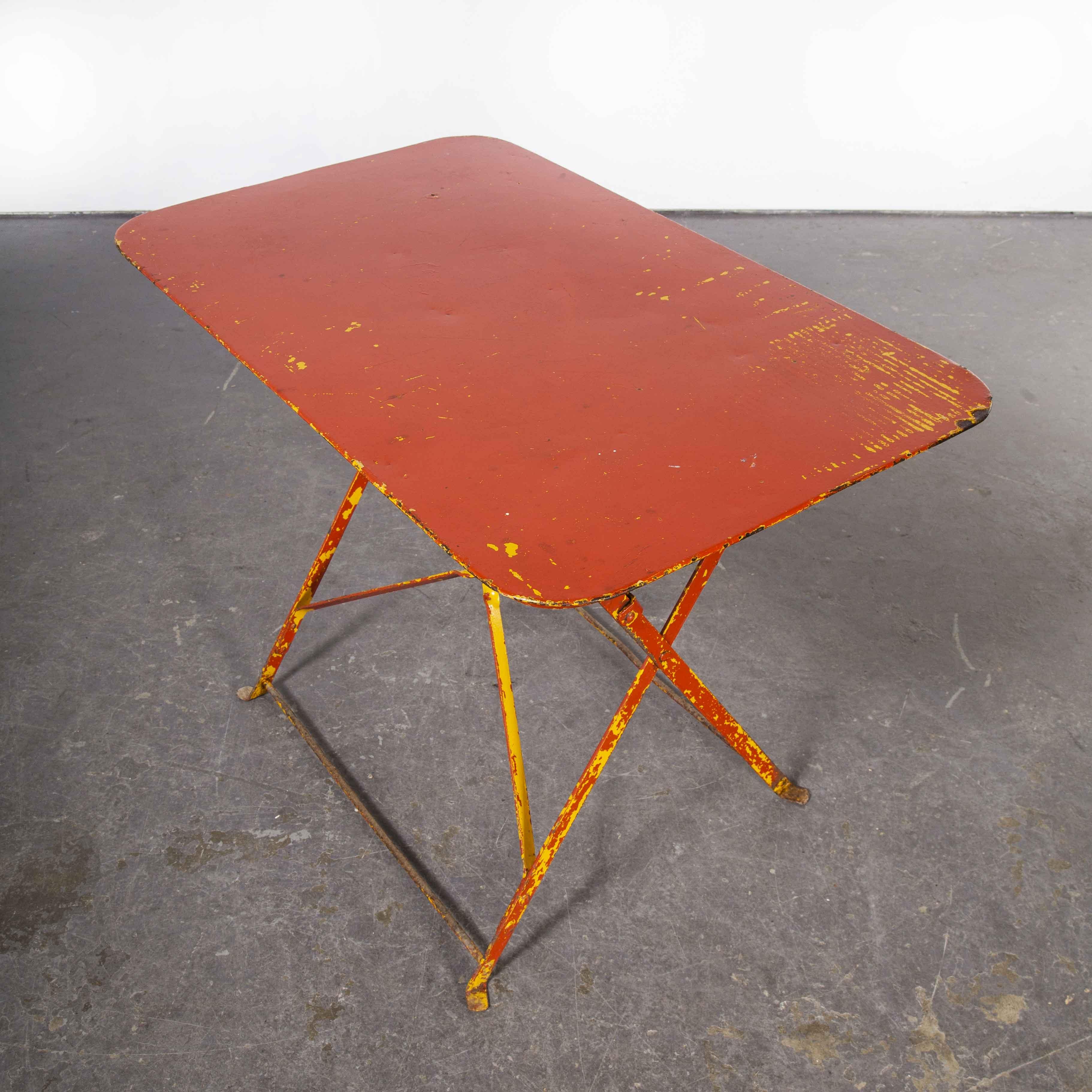 1950's French Folding Metal Outoor Table, Red 3