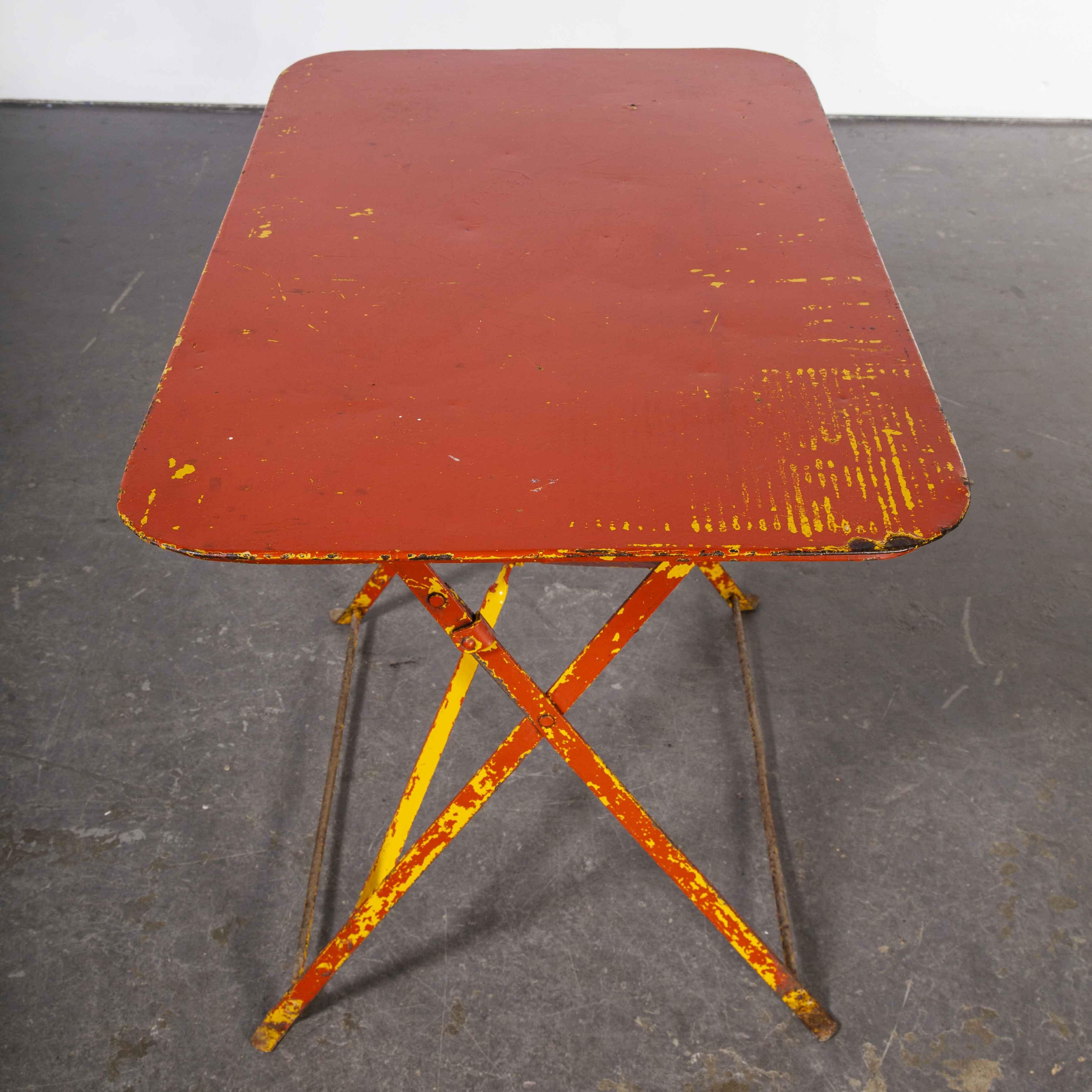 1950's French Folding Metal Outoor Table, Red 4