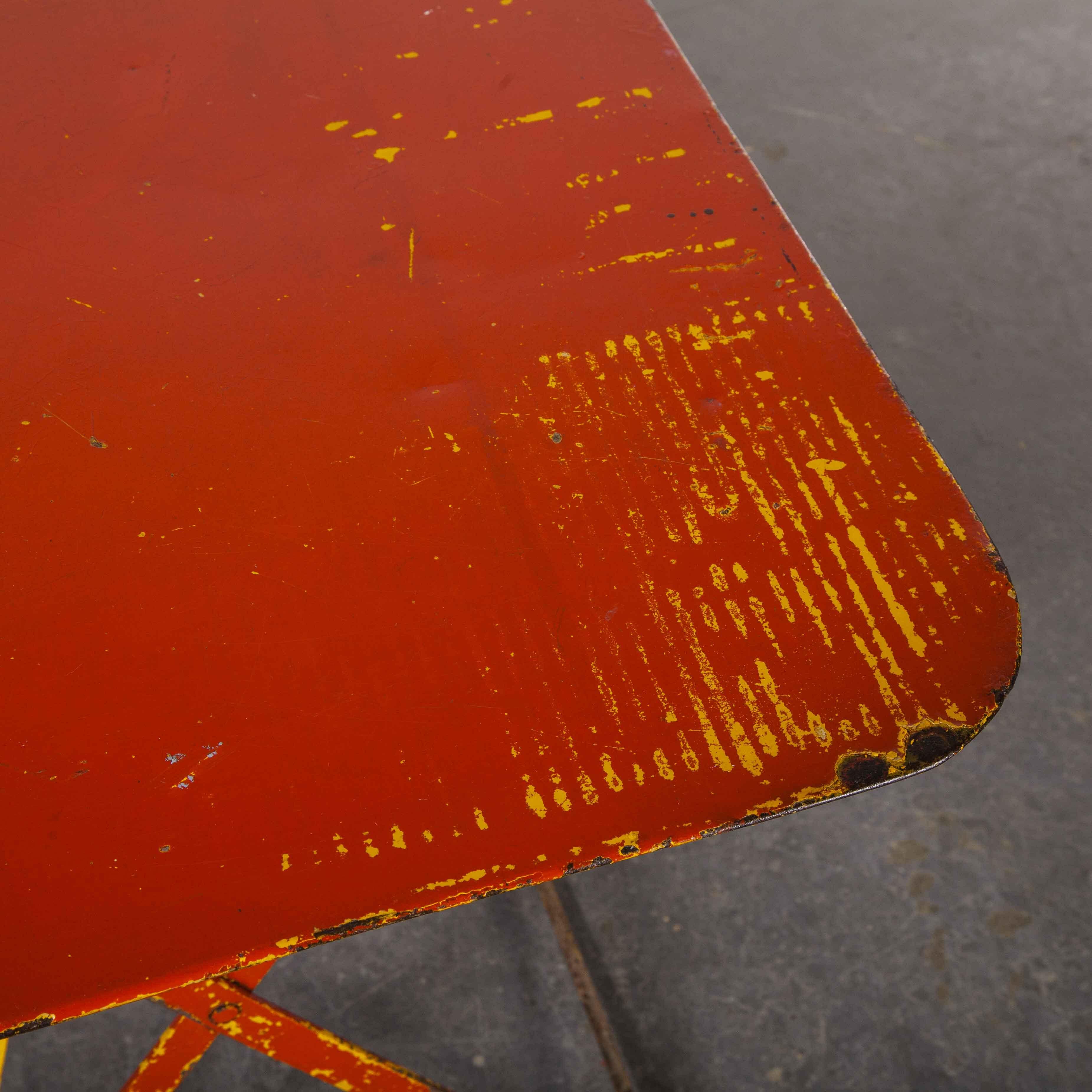 1950's French Folding Metal Outoor Table, Red 5