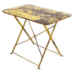 Used 1950's French Folding Metal Outoor Table, Yellow