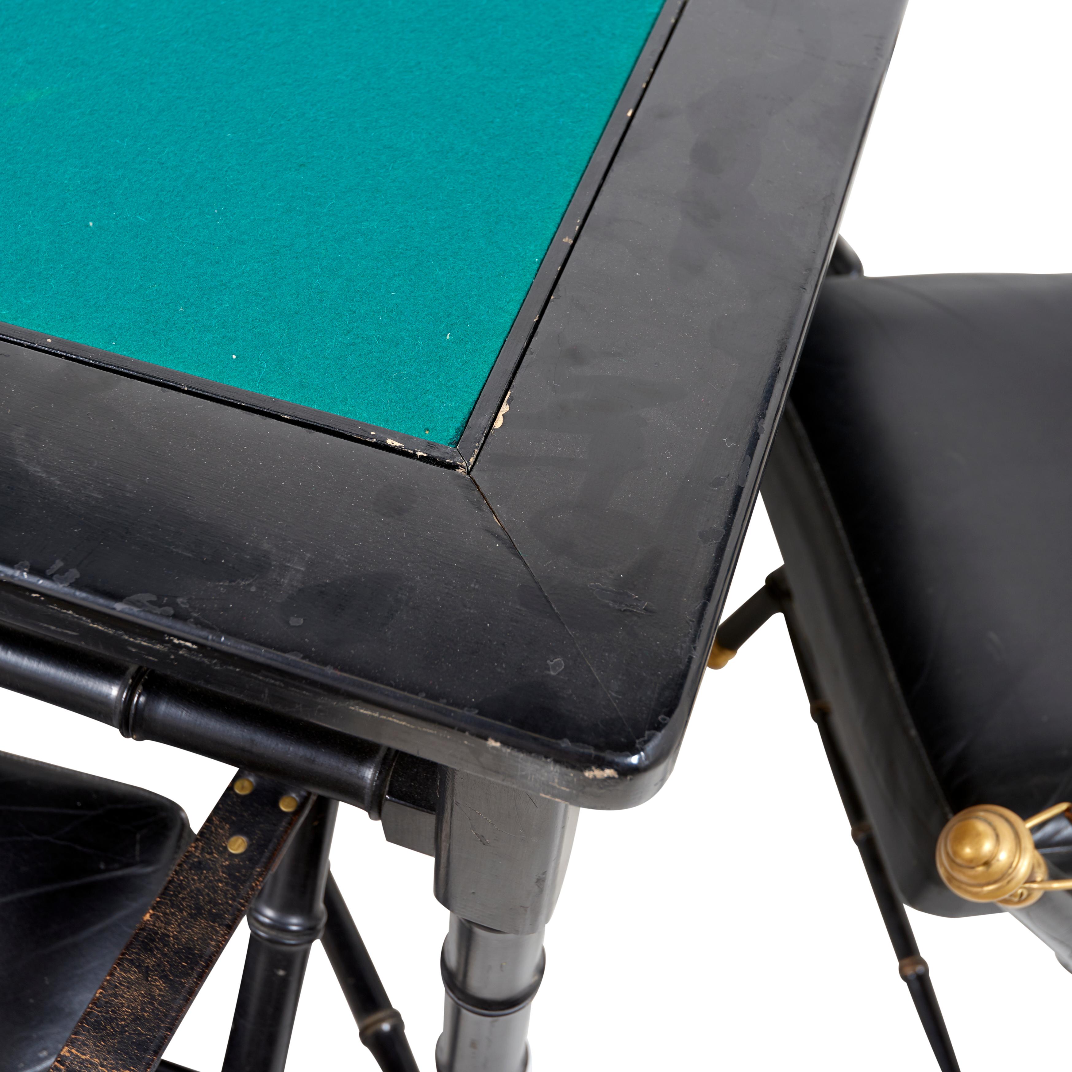 20th Century 1950s French Game Table and Campaign Chairs