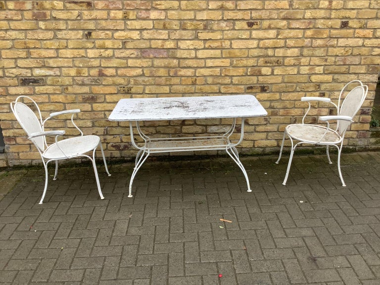 1950s French Garden Bench Table and Chairs For Sale at 1stDibs