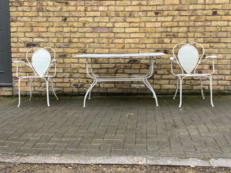 1950s French Garden Bench Table and Chairs For Sale at 1stDibs