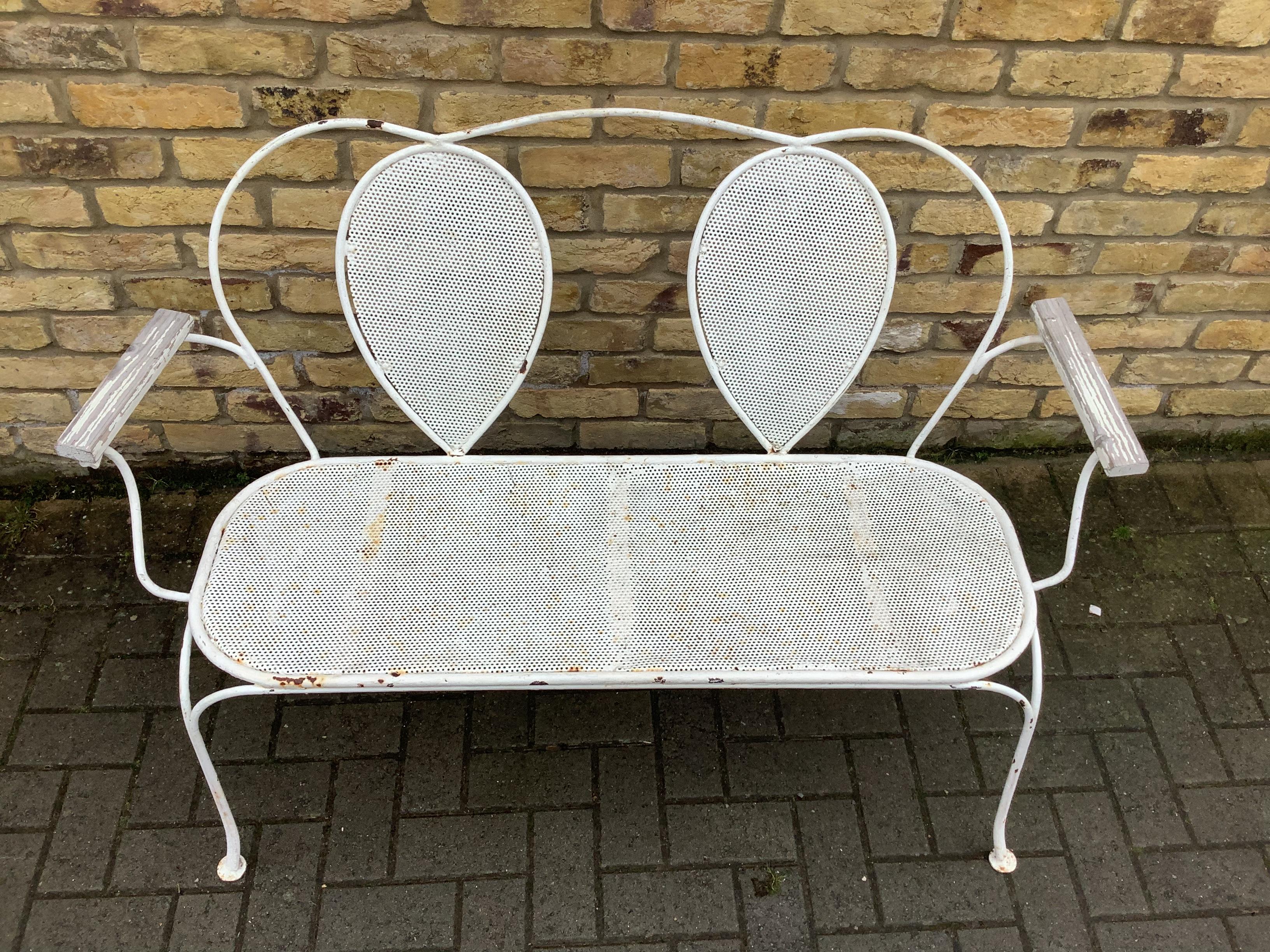 Steel 1950s French Garden Bench Table and Chairs