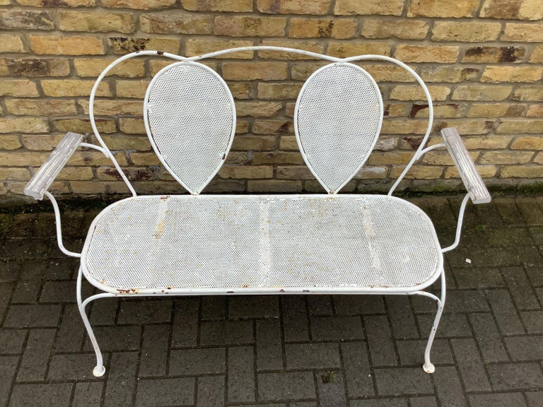 1950s French Garden Bench Table and Chairs For Sale at 1stDibs