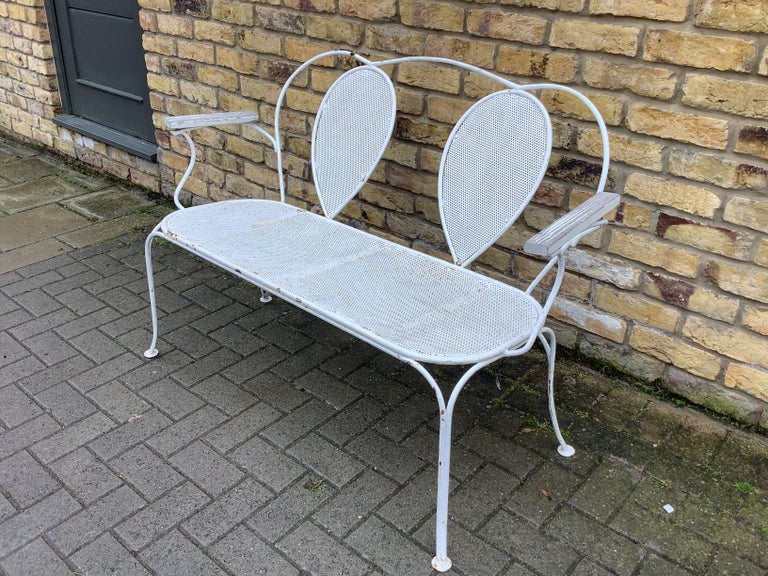 1950s French Garden Bench Table and Chairs For Sale at 1stDibs