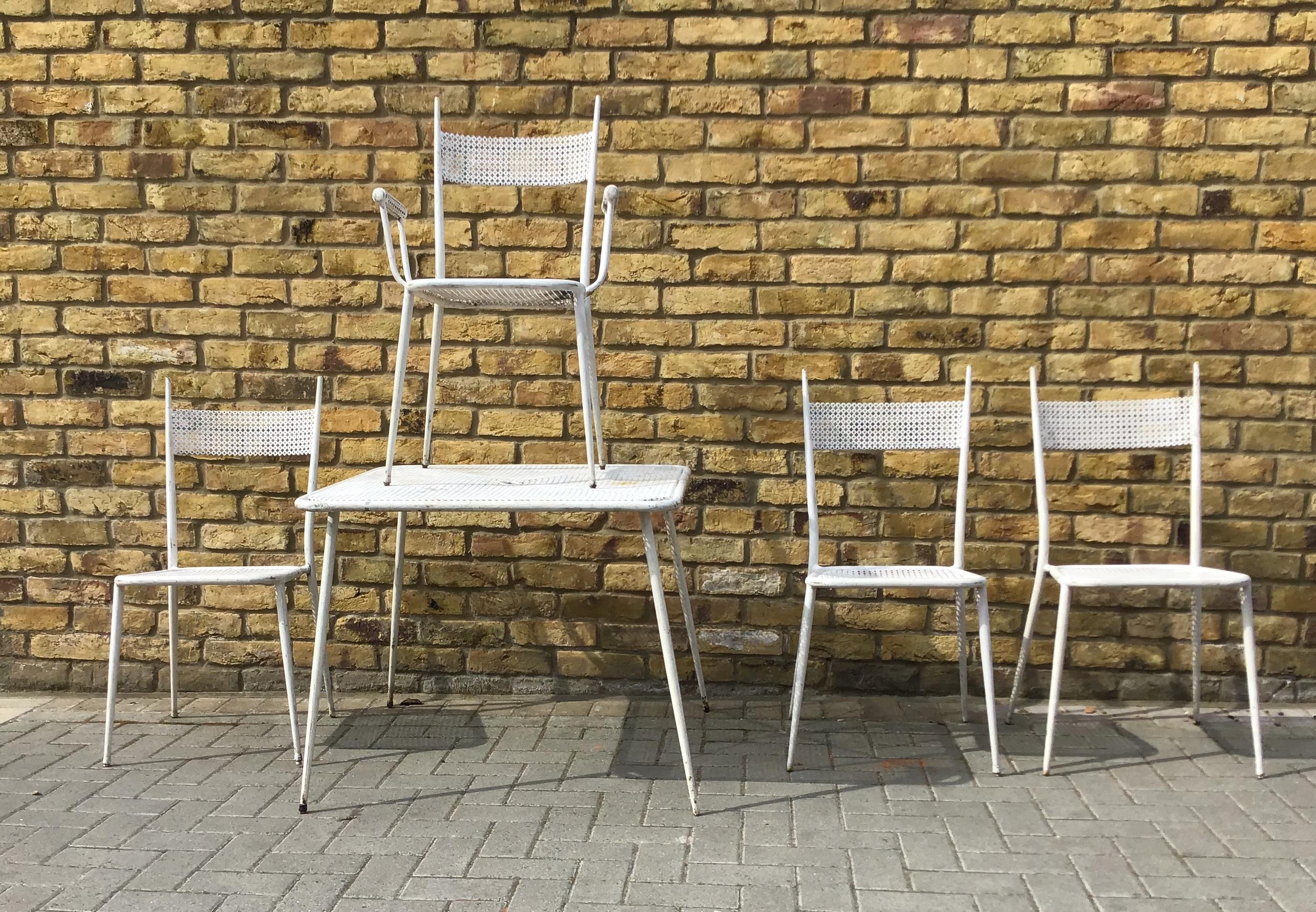 20th Century 1950s French Garden Set, Vintage Metal Garden Chairs and Table