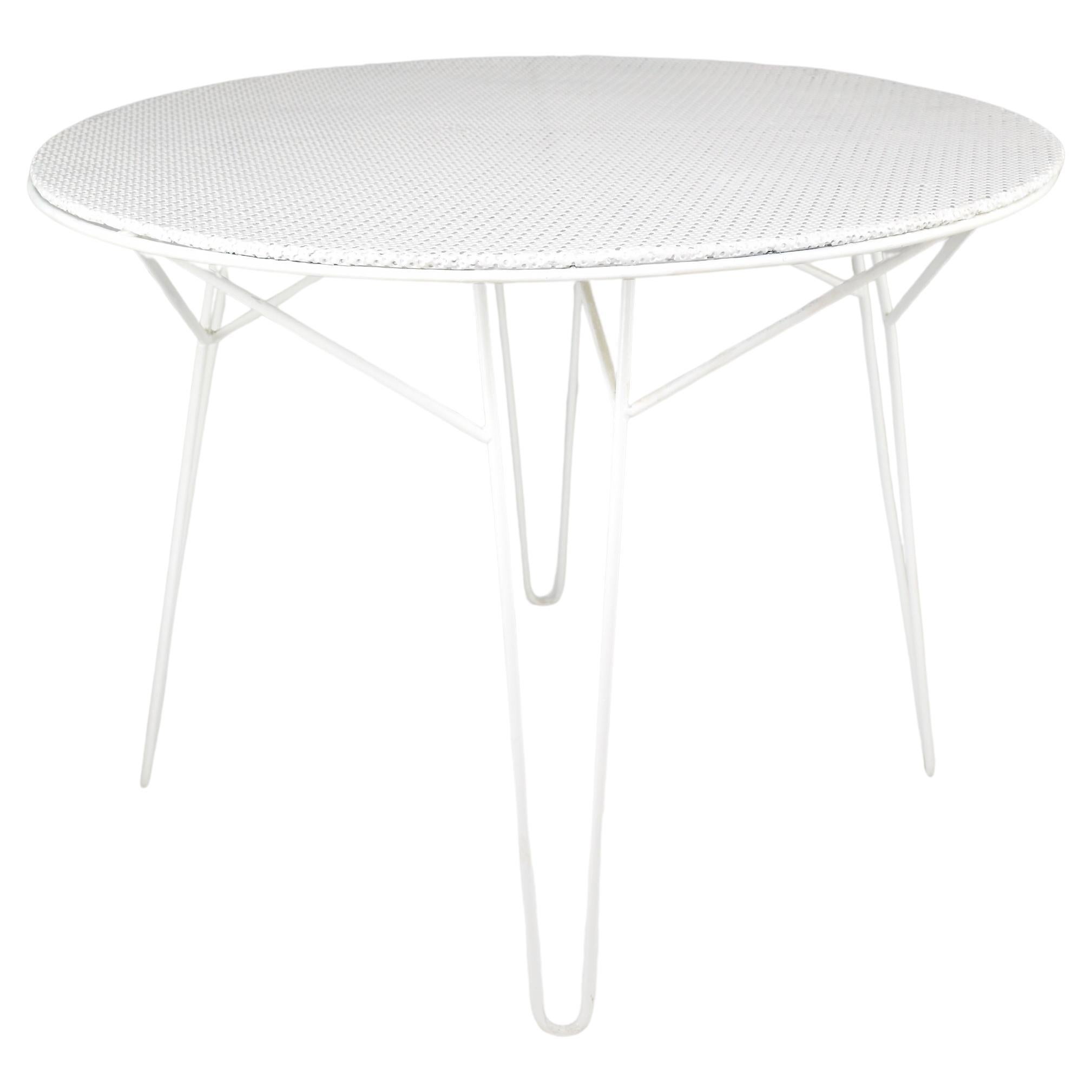 Rare 1950s French Perforated Metal Garden Table Attributed to Mathieu Matégot For Sale