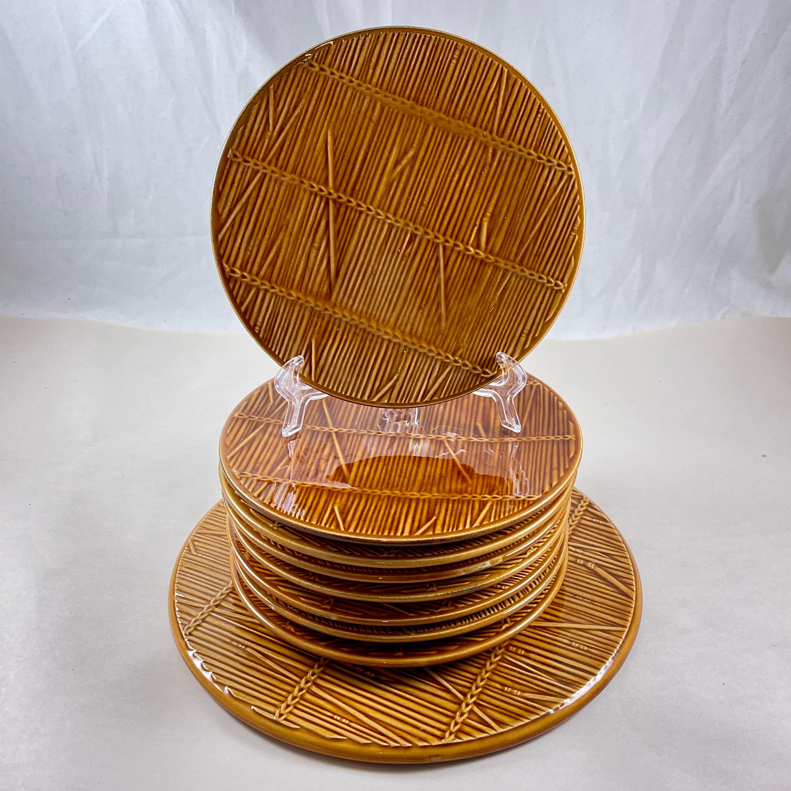 Vernissé Service à fromage en paille de Gien des années 1950, 9 pièces en vente