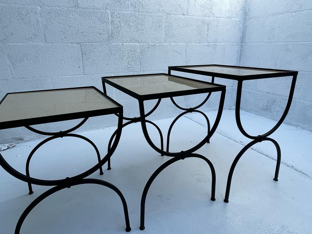 1950s French Gigogne Nesting Tables in the Style of Jansen, Set of 3 For Sale 4