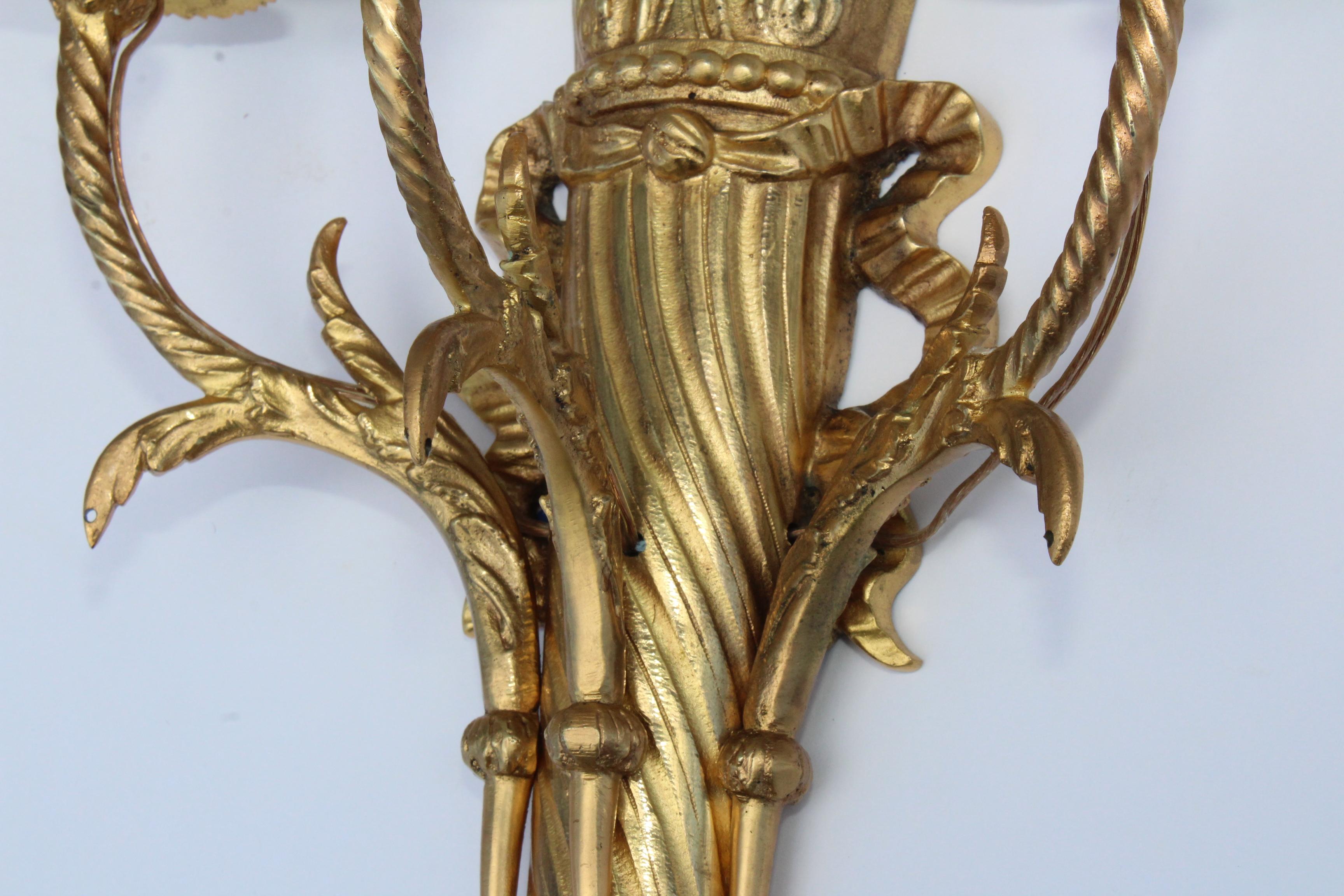 1950s French Gilt Brass Sconces For Sale 5