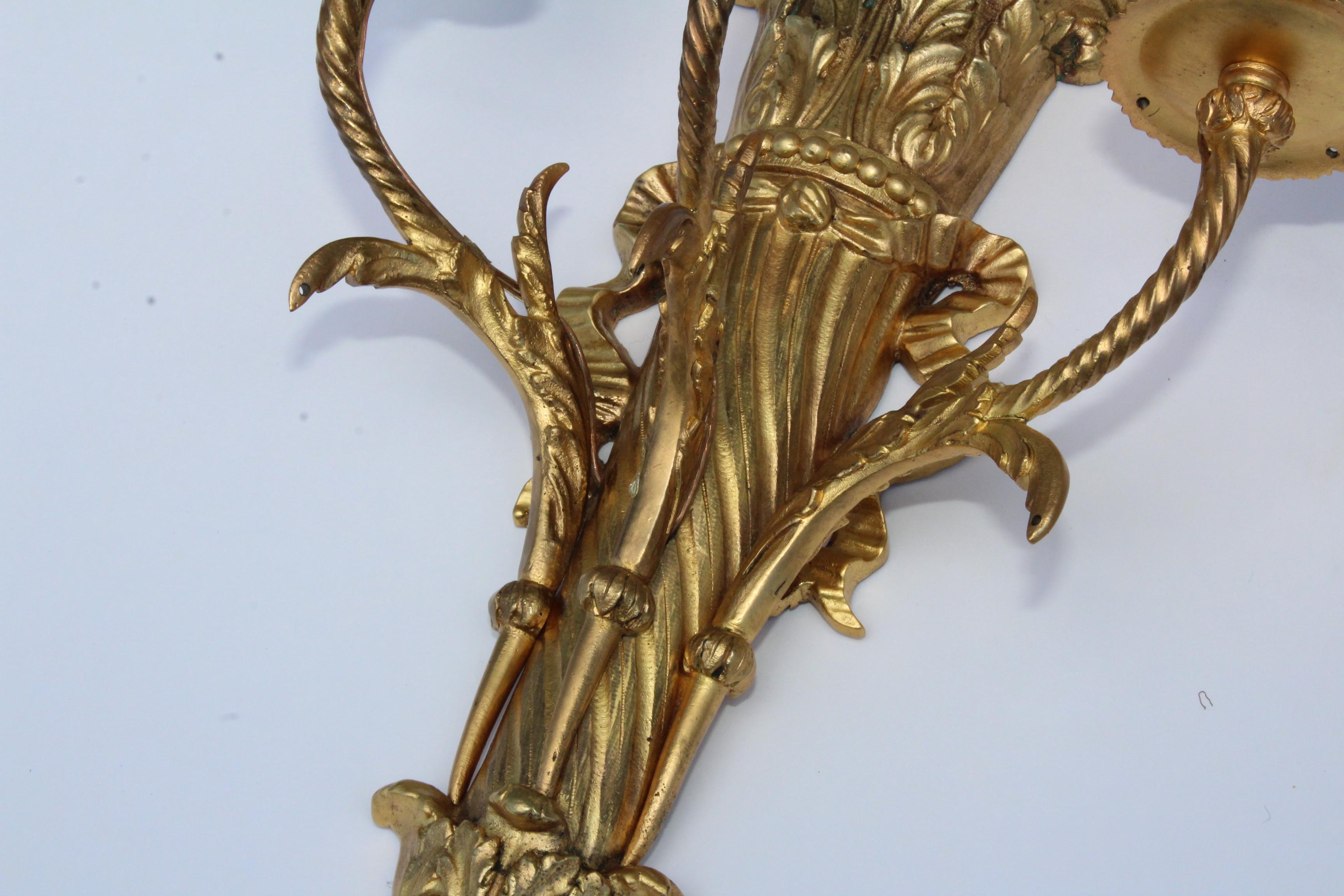 1950s French Gilt Brass Sconces For Sale 6