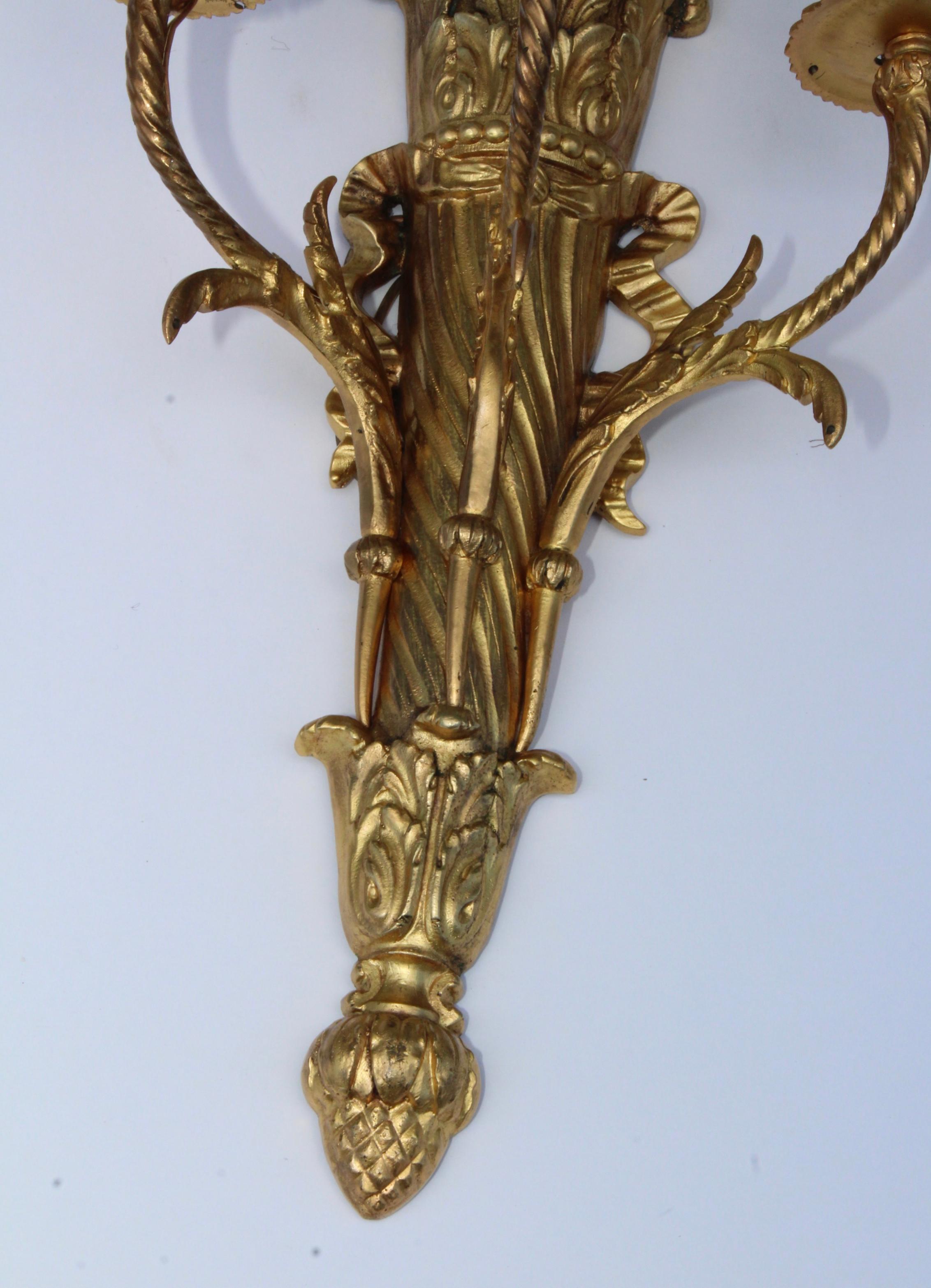 1950s French Gilt Brass Sconces For Sale 7