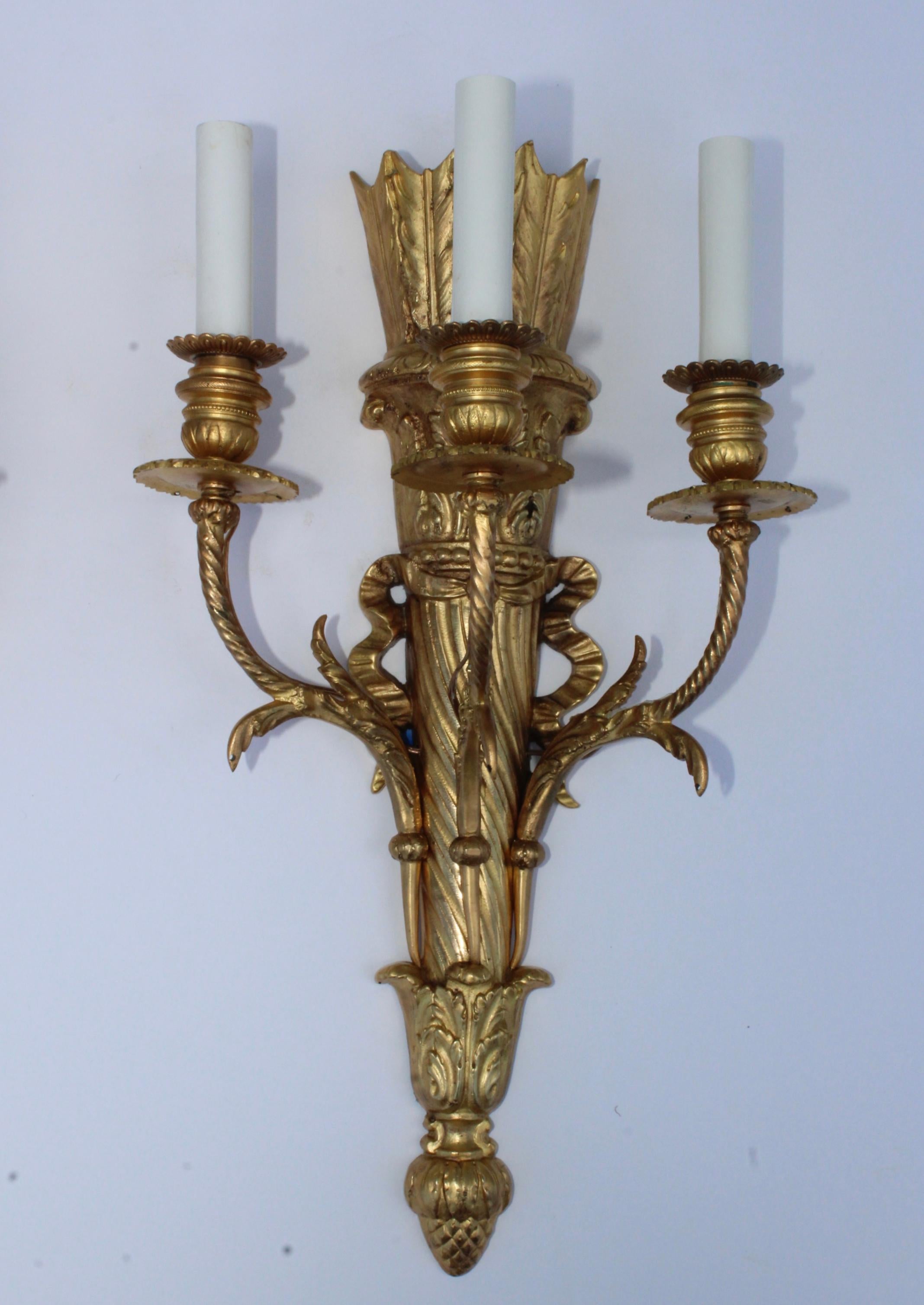 1950s French Gilt Brass Sconces For Sale 9
