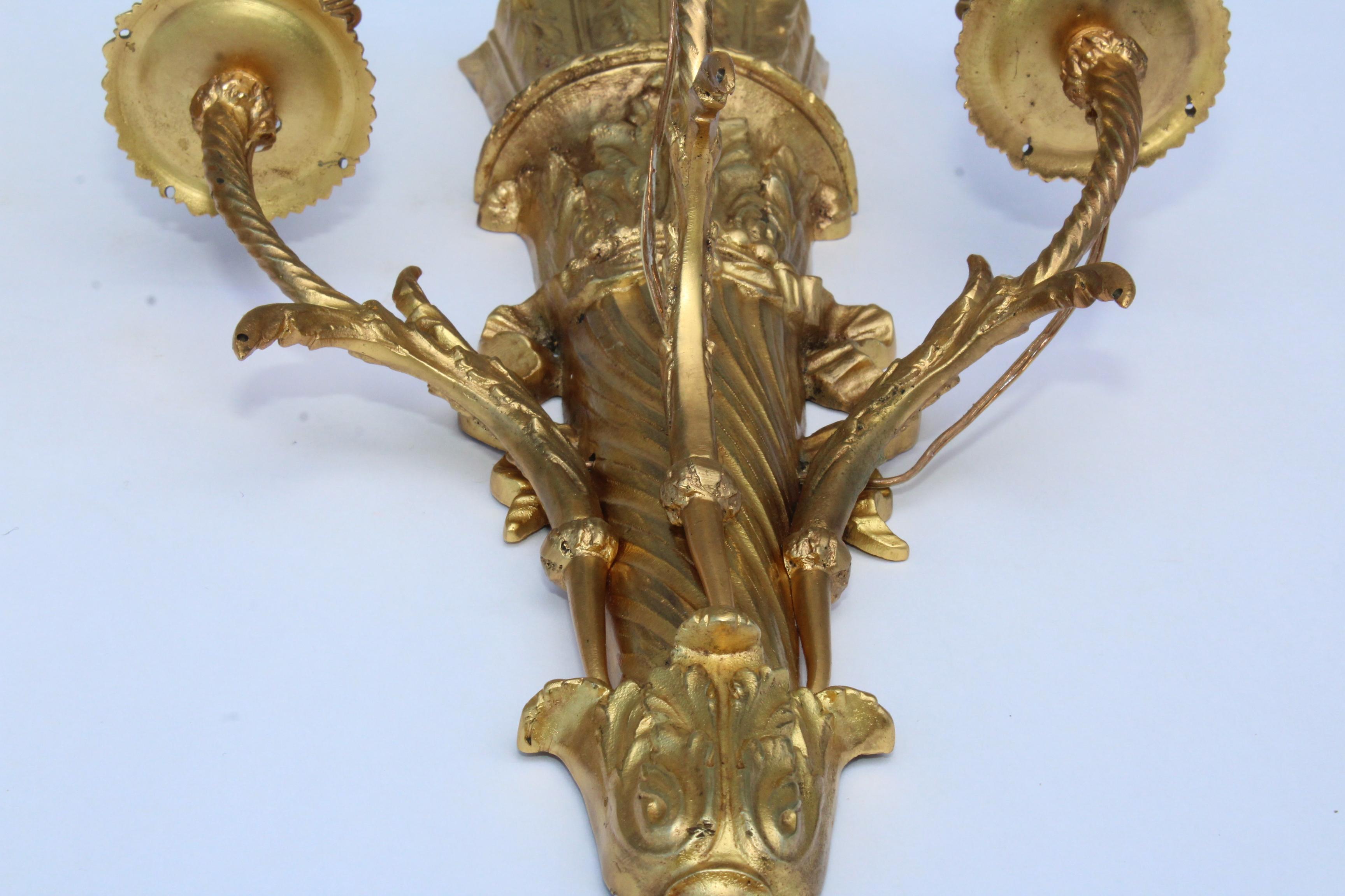 1950s French Gilt Brass Sconces For Sale 4