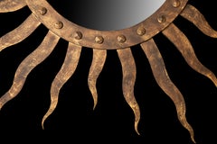 1950's French Gilt Bronze Sunburst Mirror - Regal Radiance