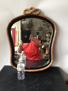 1950s, French Gilt  Wood Rope Mirror