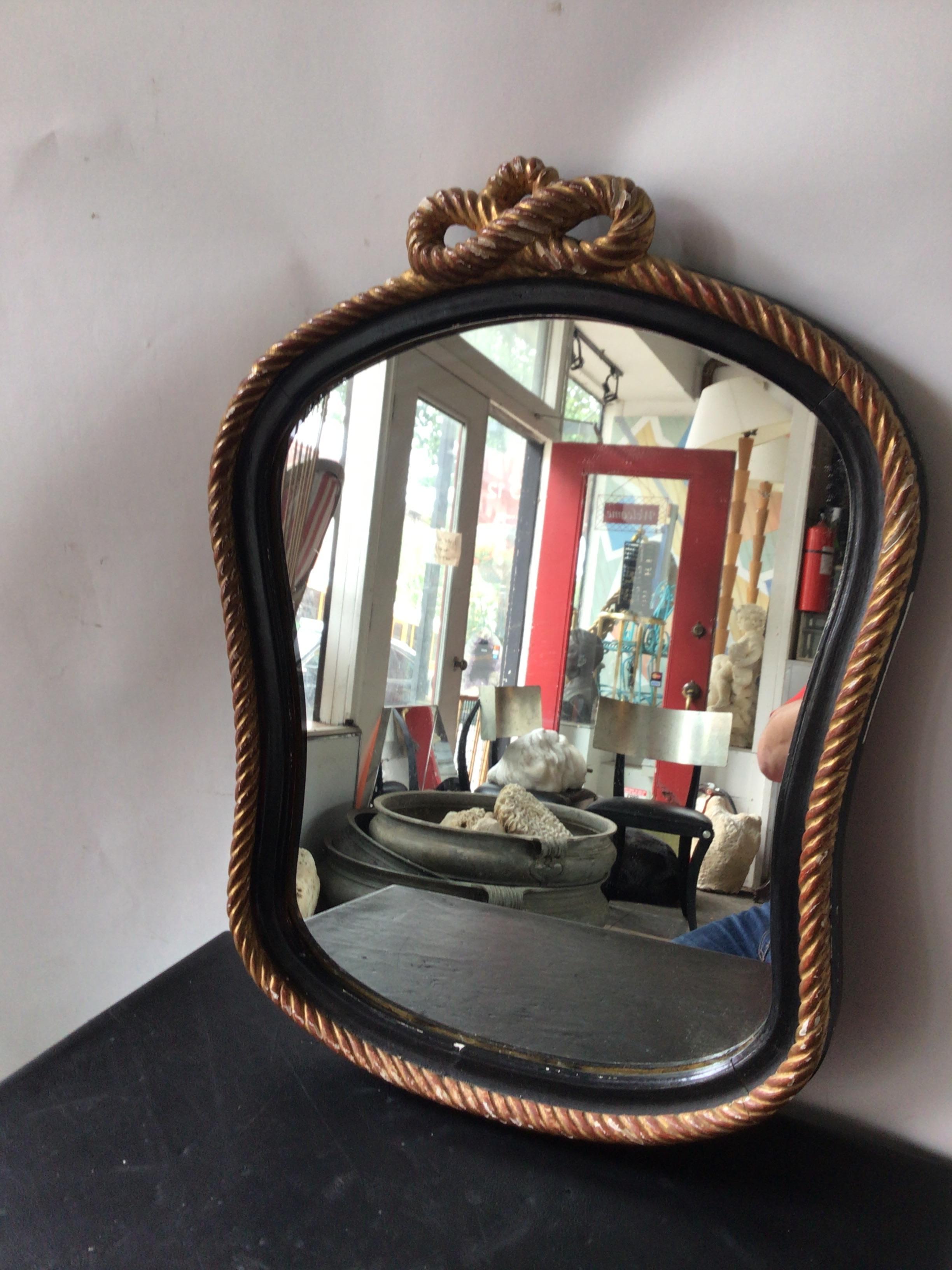 1950s, French Gilt  Wood Rope Mirror In Good Condition In Tarrytown, NY