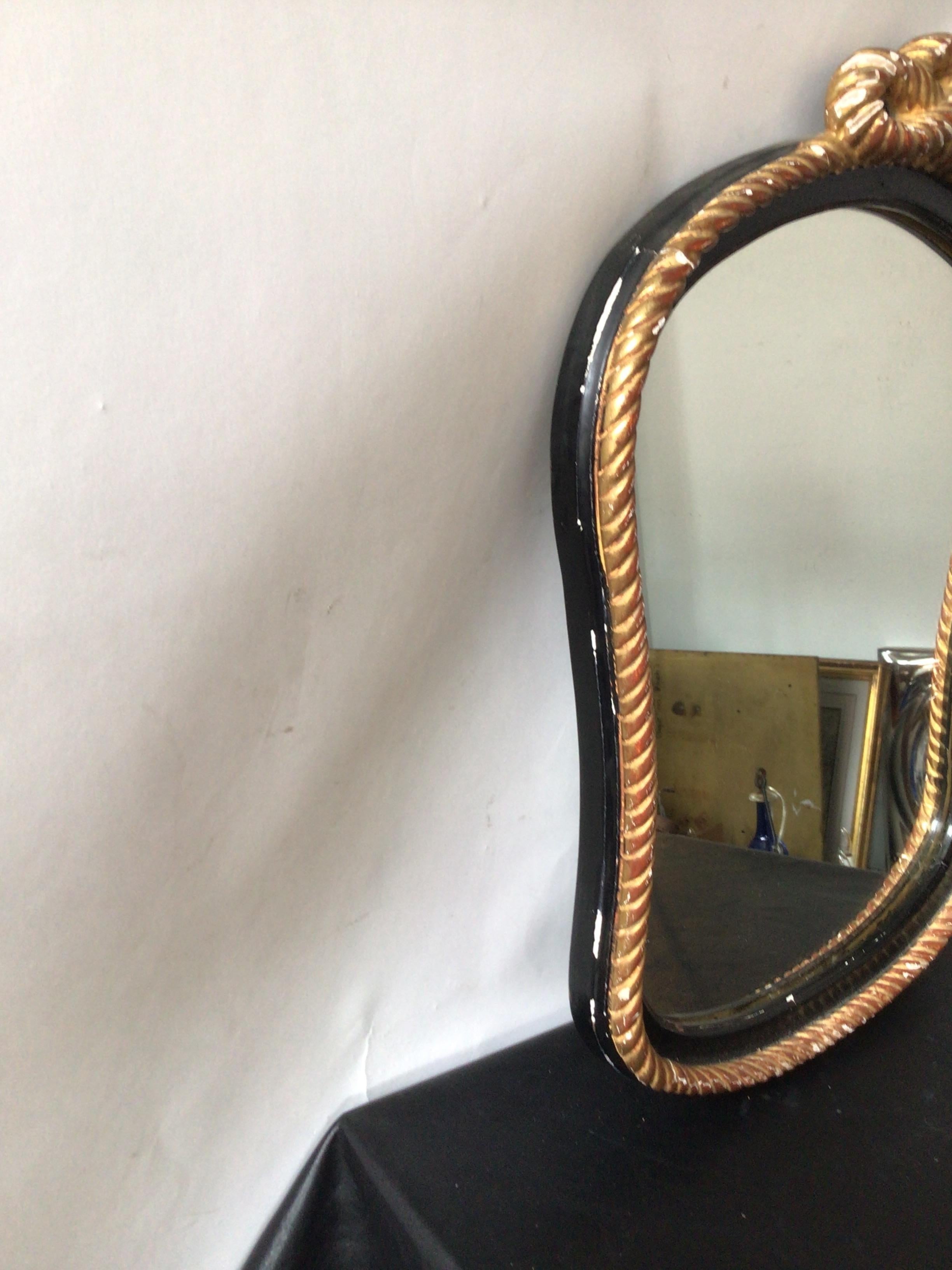 Mid-20th Century 1950s, French Gilt  Wood Rope Mirror