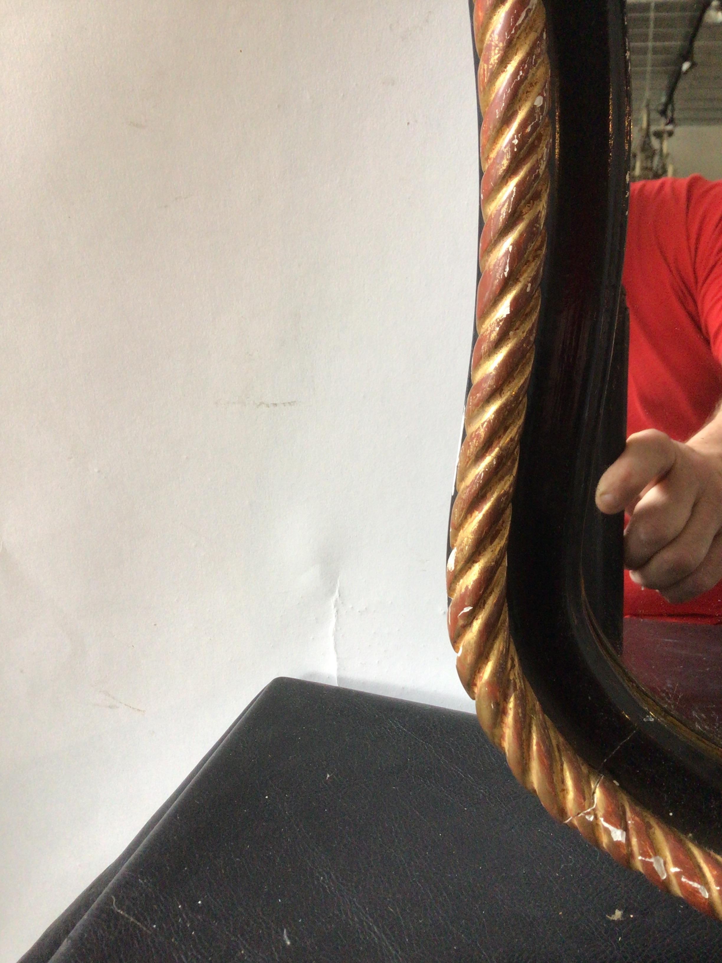 1950s, French Gilt  Wood Rope Mirror 3