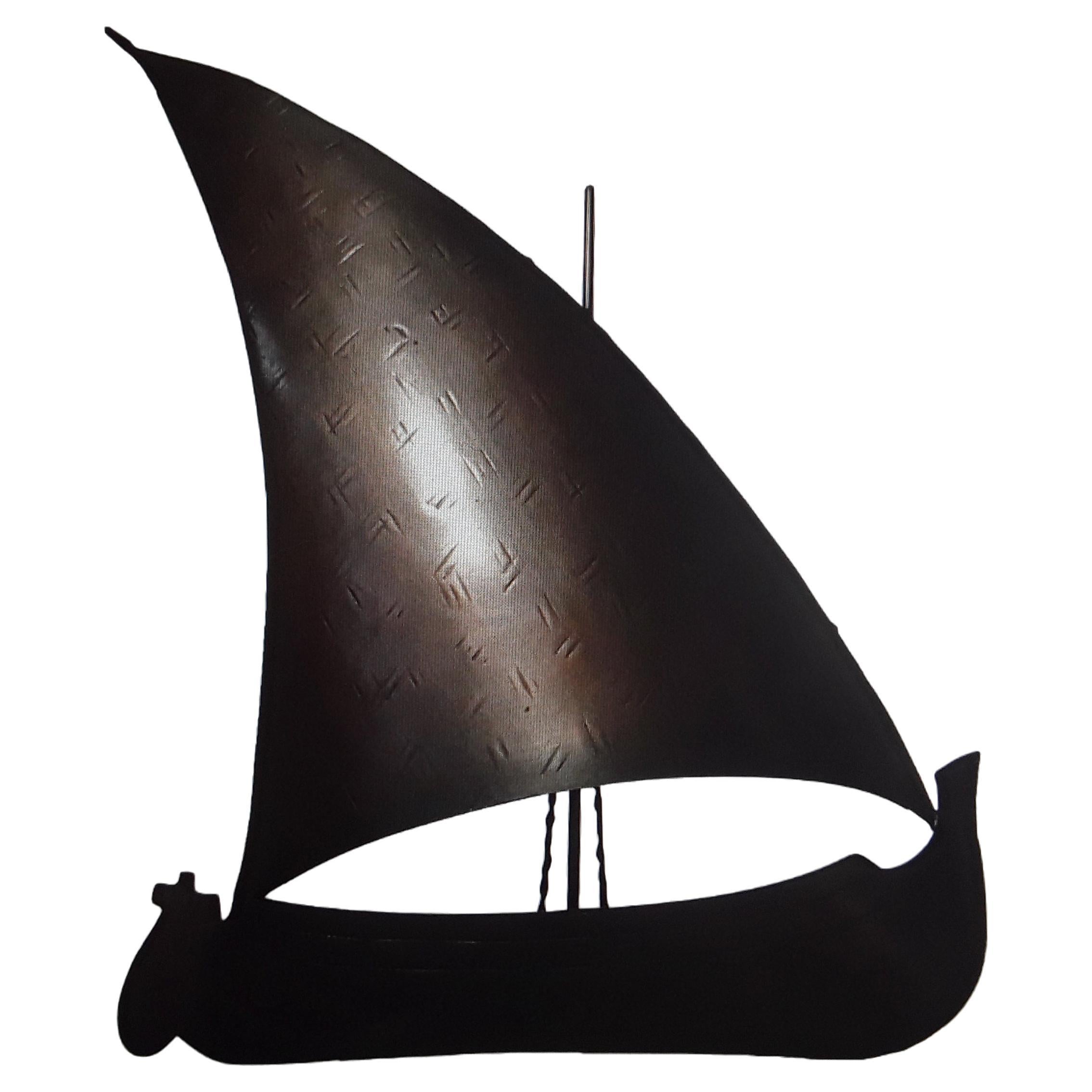 1950er Jahre Französisch Grand Scale Bronze Segelschiff nautischen Wandleuchte / Wandleuchter