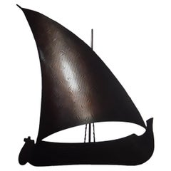 1950er Jahre Französisch Grand Scale Bronze Segelschiff nautischen Wandleuchte / Wandleuchter