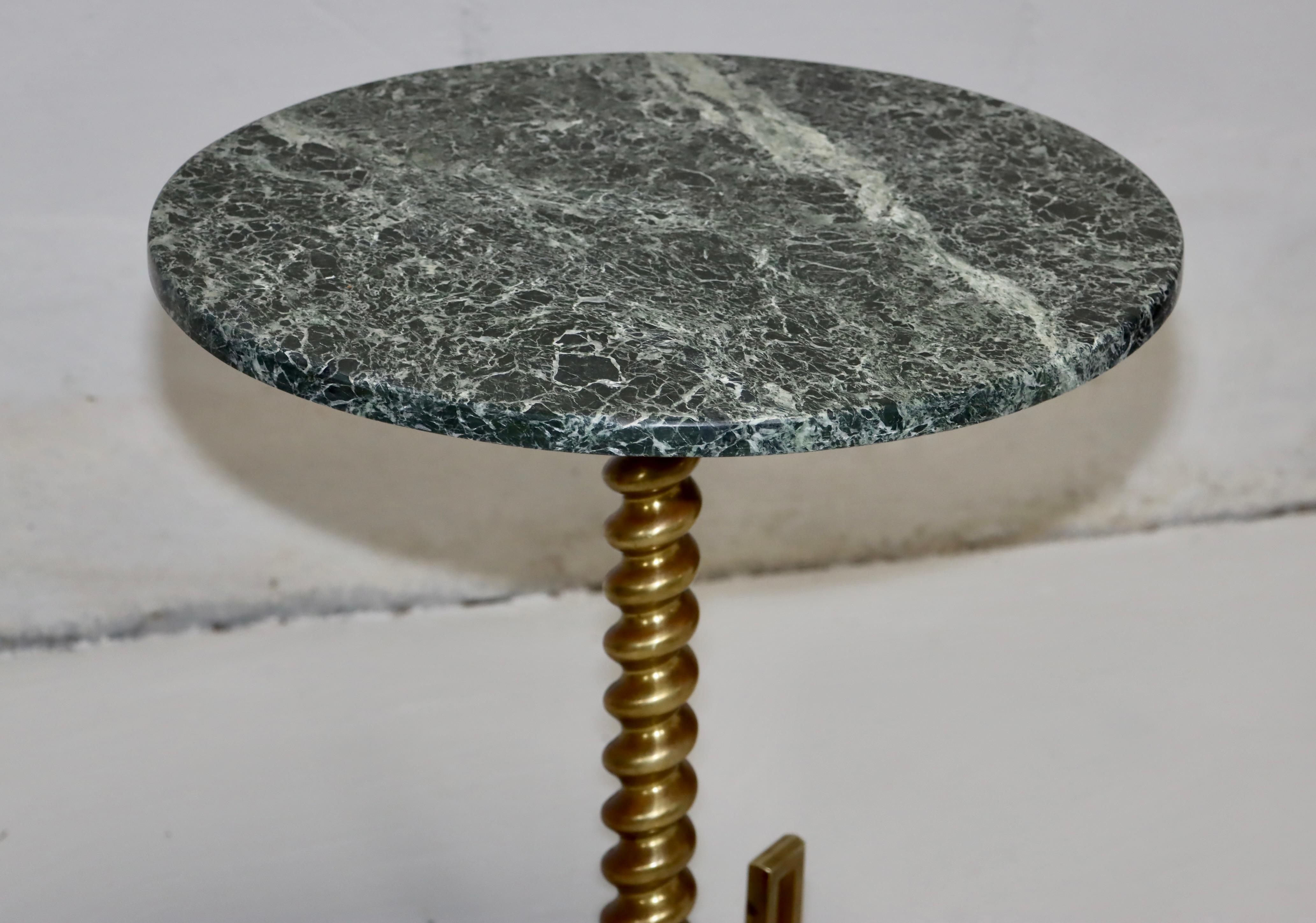 1950's French Greek Key Bronze Side Table With Marble Top For Sale 2