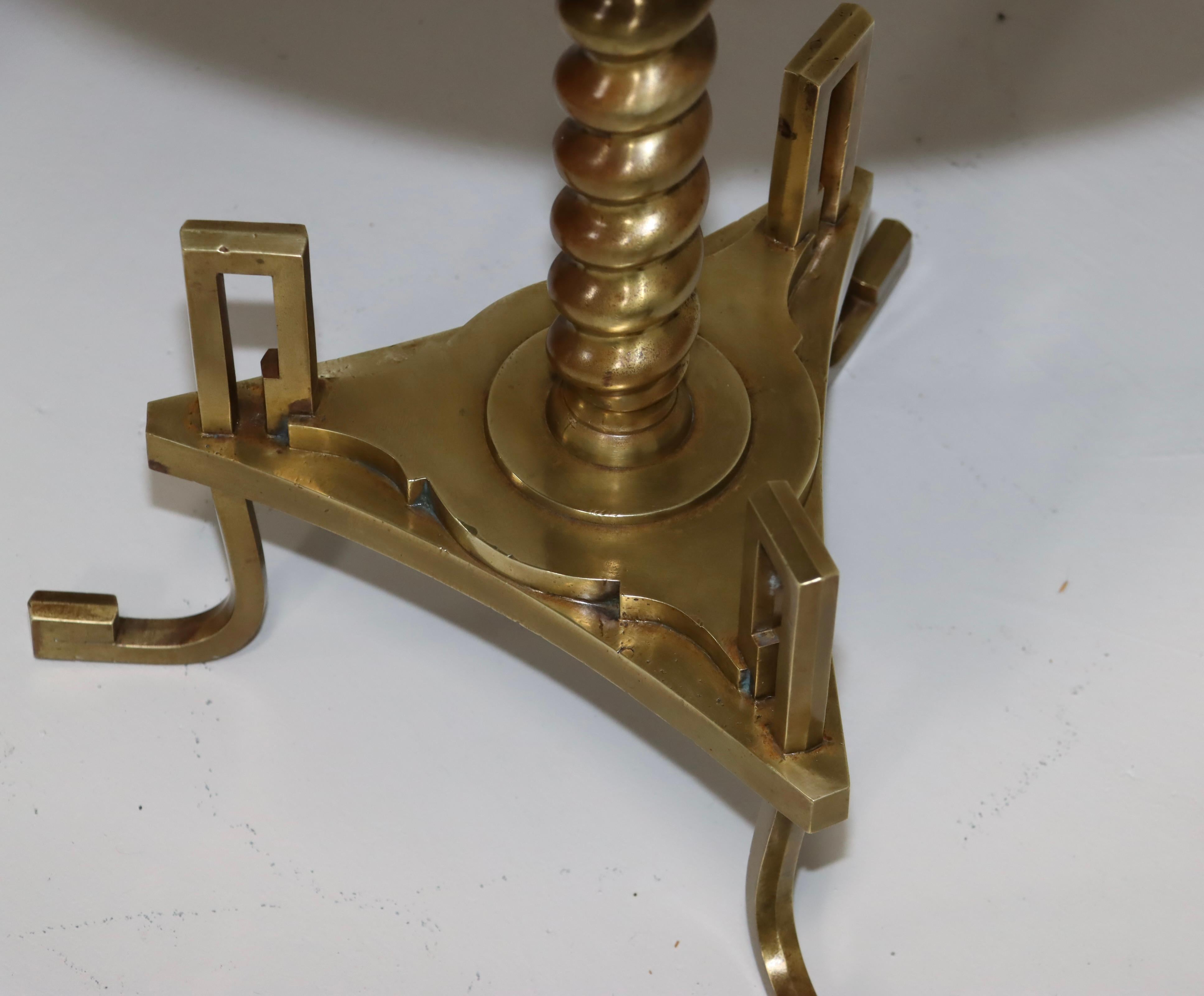 1950's French Greek Key Bronze Side Table With Marble Top 4