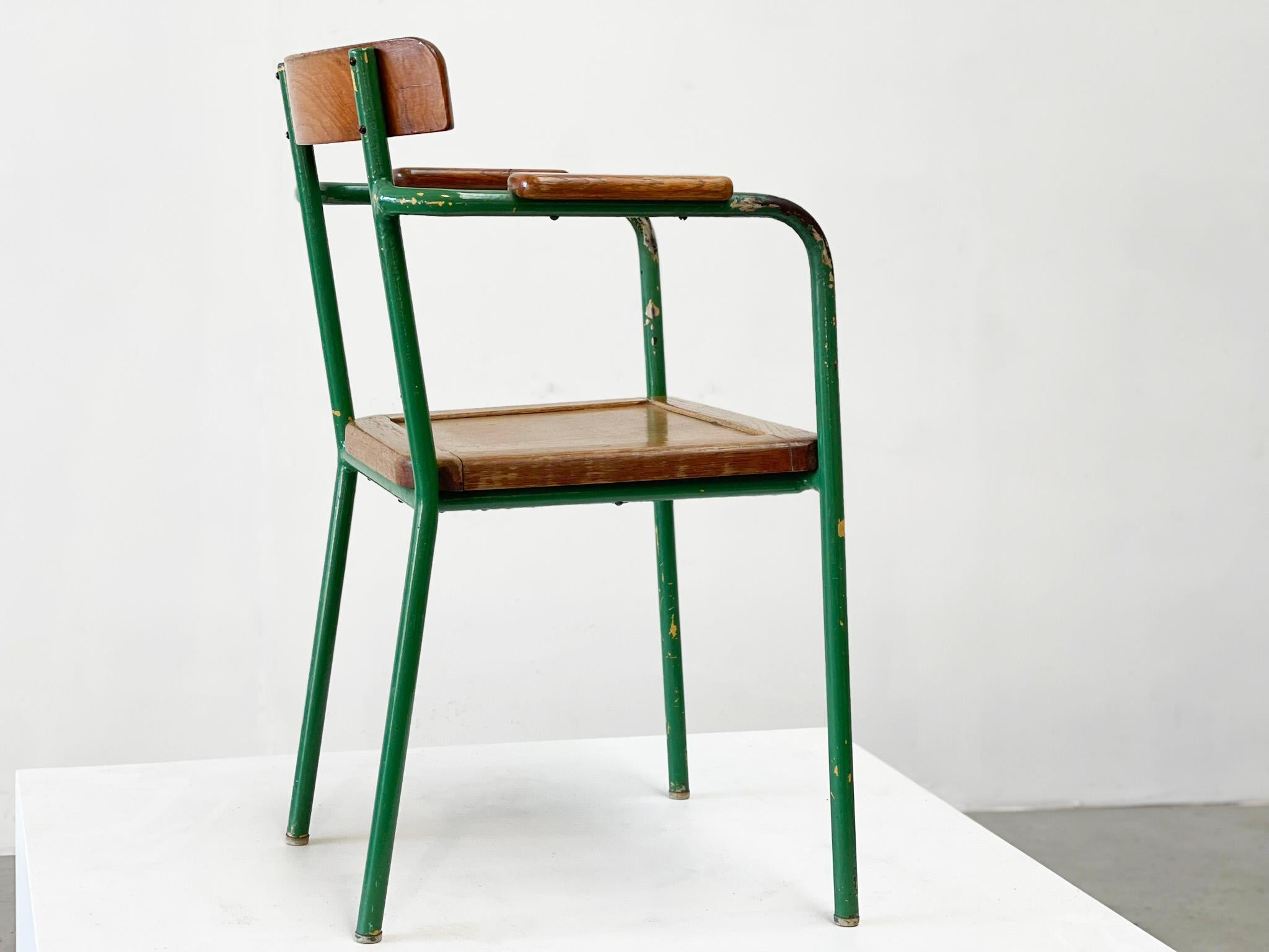 1950's French Green metal easy chair in the manner of Jean Prouvé  For Sale 6