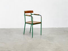 1950's French Green metal easy chair in the manner of Jean Prouvé