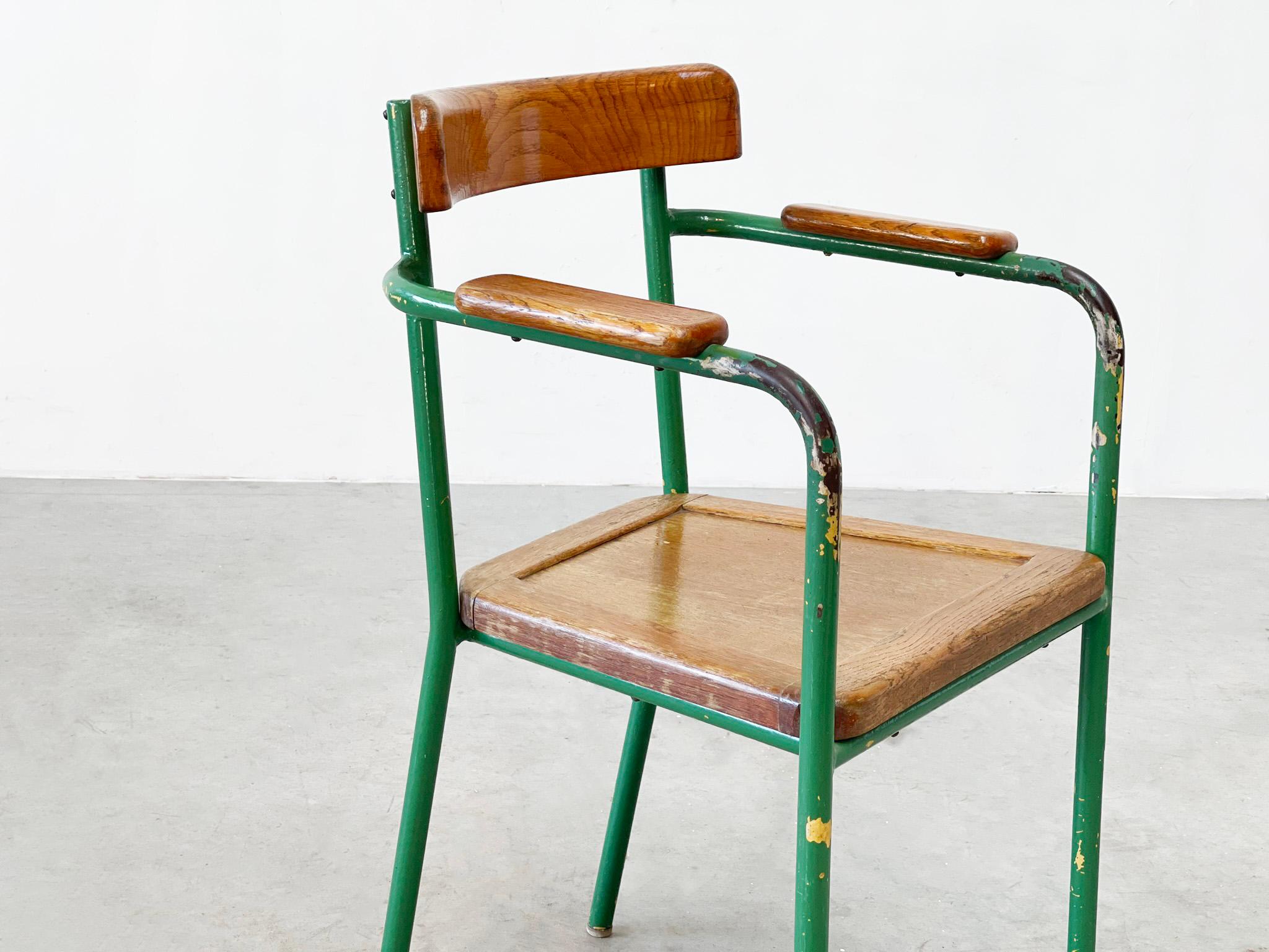 1950's French Green metal easy chair in the manner of Jean Prouvé  For Sale 1