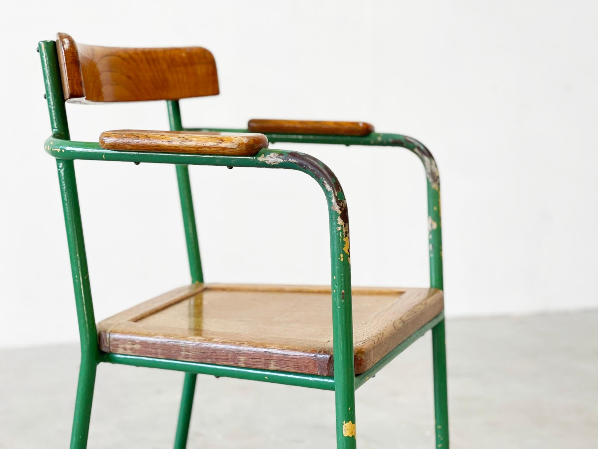 1950's French Green metal easy chair in the manner of Jean Prouvé  For Sale 2