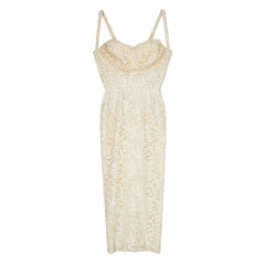 1950s French Haute Couture Cream Lace Bustier Dress
