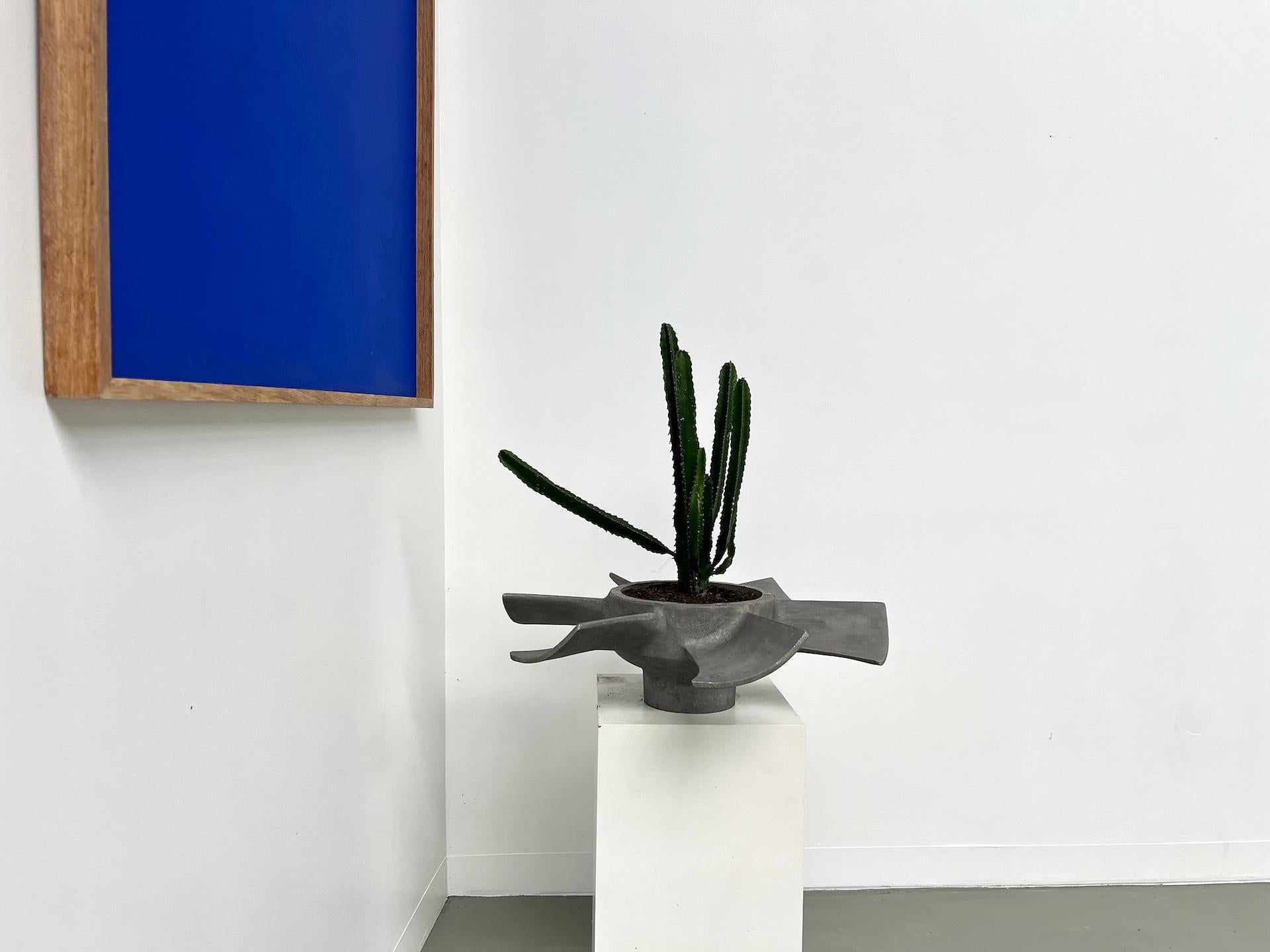 Un oggetto decorativo insolito e unico, questo pesante vaso in alluminio fuso è stato realizzato negli anni Cinquanta. Darà un aspetto unico alla tua casa e valorizzerà la pianta che vi si trova.

Diametro: 60 cm x H17 cm

Peso: circa 10 kg