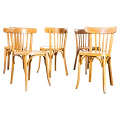 Used 1950s French Honey Colour Dining Chairs, Harlequin Set of Five