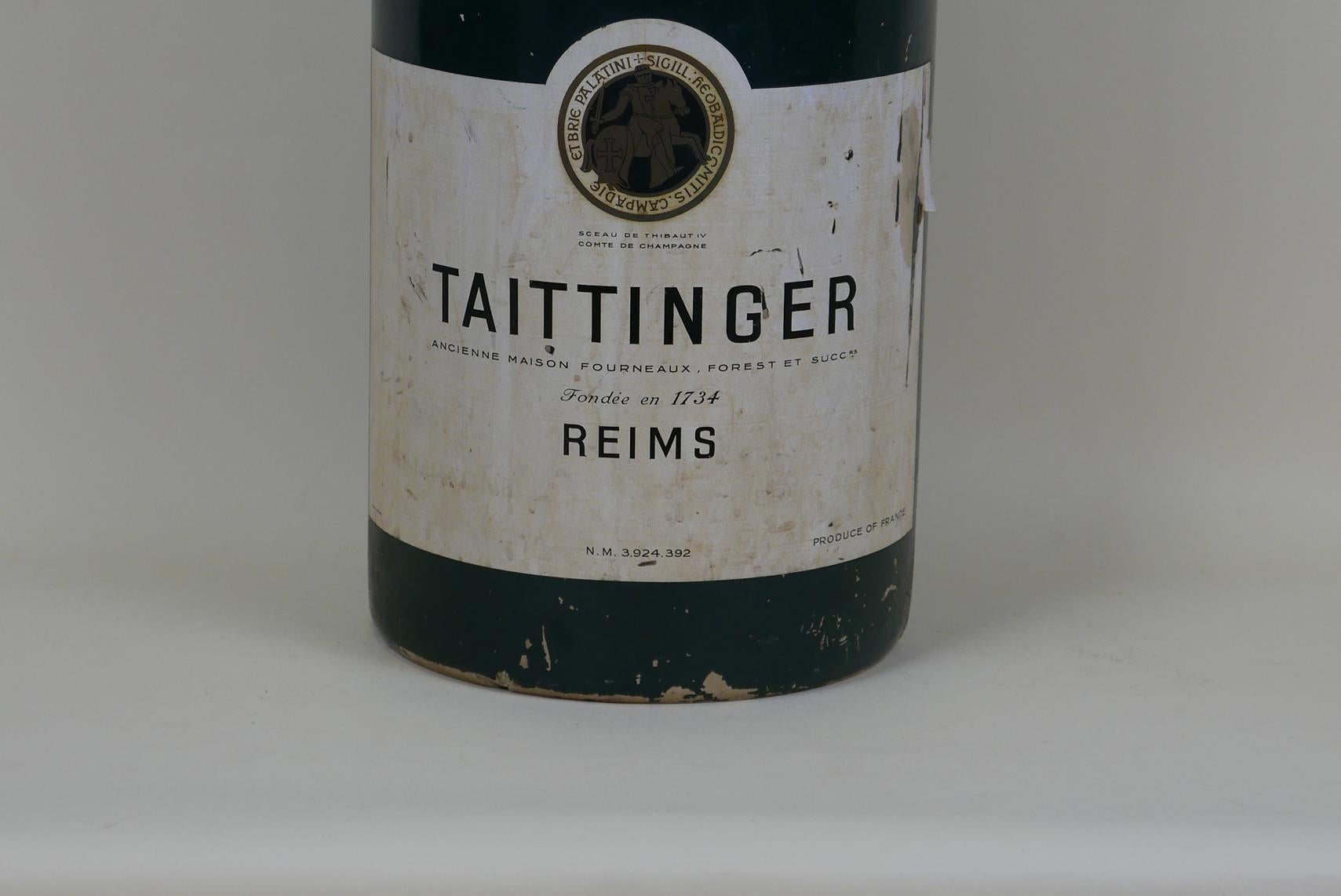 1950s French Huge Adv Replica of Taittinger Champagne Bottle in Fiberglass 3