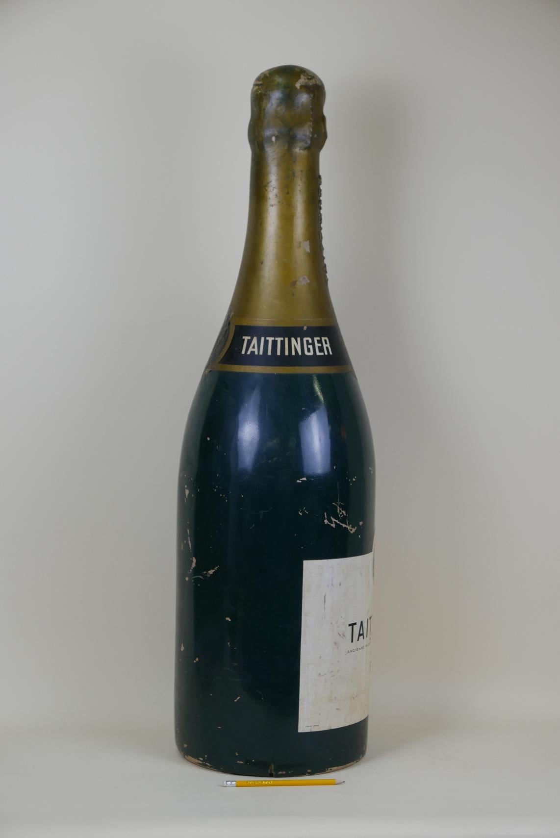 Mid-20th Century 1950s French Huge Adv Replica of Taittinger Champagne Bottle in Fiberglass