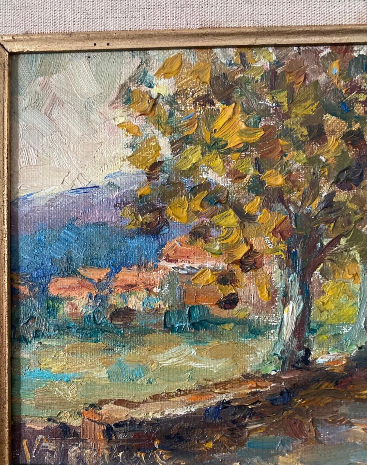 1950s signed french impressionist painting with thick textured brushstrokes. 


measures 38cm x 30cm 