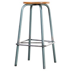 1950's French Industrial Aqua Frame Stool