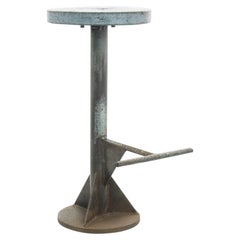 1950s French Industrial Metal Hocker