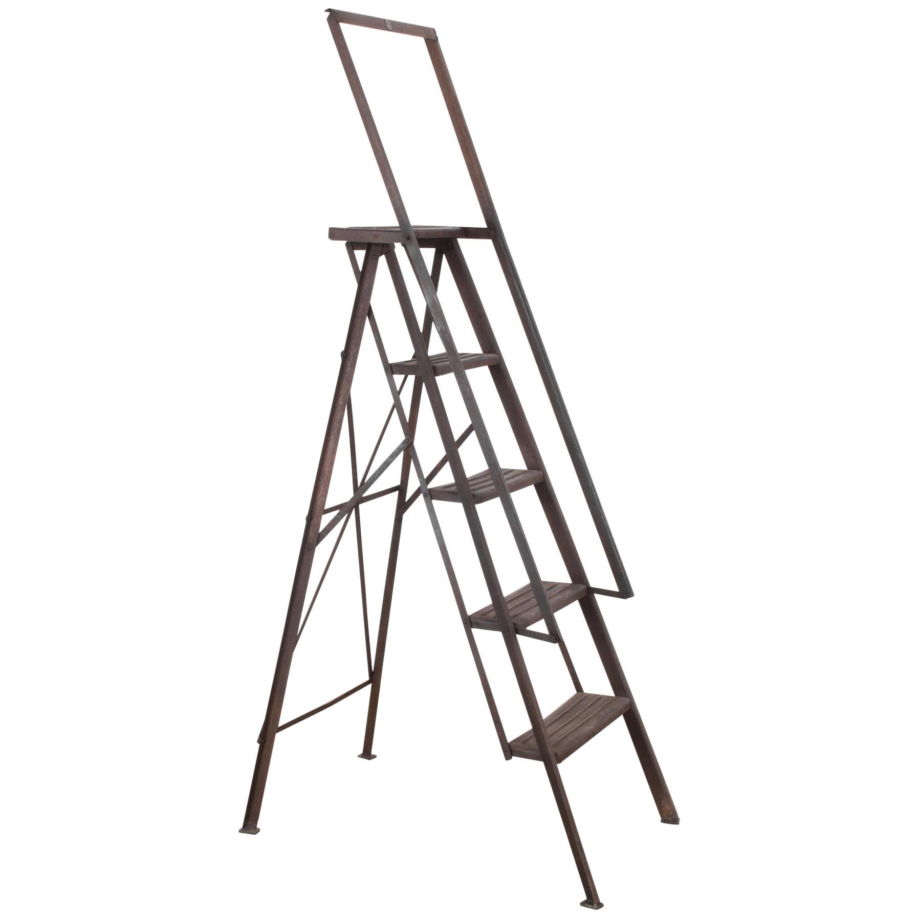 1950s French Industrial Metal Ladder